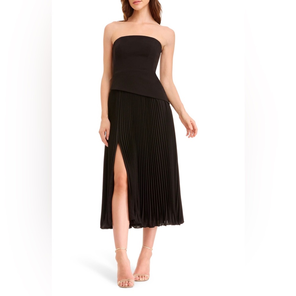Dress the Population Kacey Strapless Midi Dress Black Small NWT